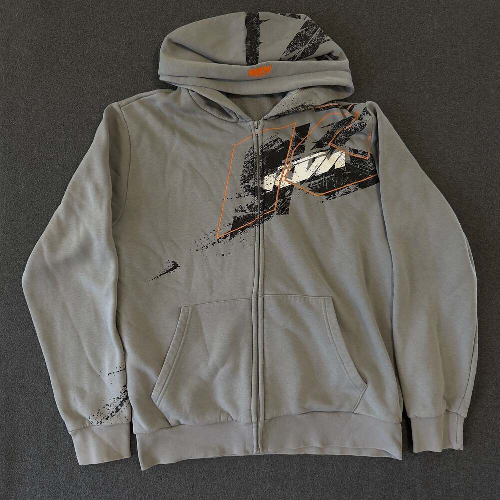 KTM Racing Ready to Race Grey Zip-Up Hoodie Sweatshirt